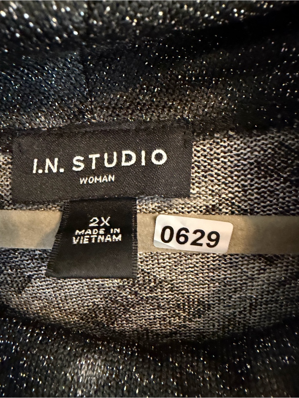 I.N. Studio Black & Gray Plaid Cowl-Neck Tie-Hem Sweater - Picture 2 of 6